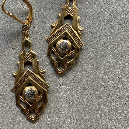 <img class='new_mark_img1' src='https://img.shop-pro.jp/img/new/icons13.gif' style='border:none;display:inline;margin:0px;padding:0px;width:auto;' />1930's France Dead Stock Earrings（1930年代  フランス デッドストック ピアス）Gold Art Deco
