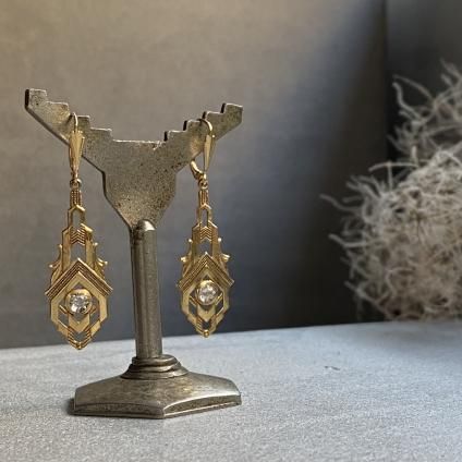 1930's France Dead Stock Earrings1930ǯ  ե ǥåɥȥå ԥGold Art Deco