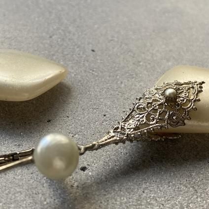 1930's France Dead Stock Pearl Filigree Earrings1930ǯ  ե եꥰ꡼ ԥ