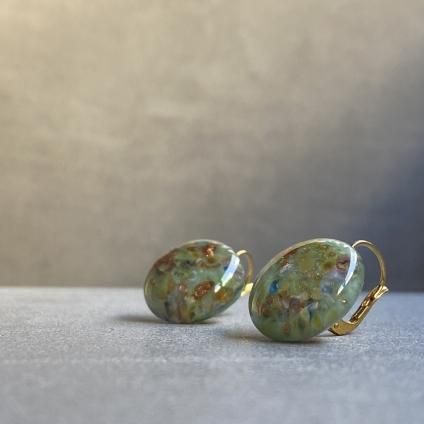 1930's France Dead Stock Earrings1930ǯ  ե ǥåɥȥå ԥGreen Marble