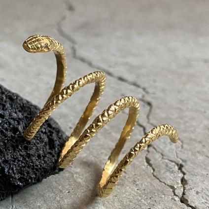 momocreatura Spiral Snake Ring GoldBlack Diamondʥإӥ ɡߥ֥åɡ