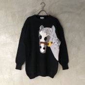 Vintage Intarsia Knit Horse Pattern Sequin Embroidery（ヴィンテージ インターシャニット 馬柄 スパンコール飾り刺繍）