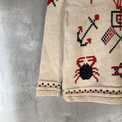 Vintage Knit Raglan Oversize Marine Pattern Cross-stitchʥơ ˥å 饰󥪡С ޥ ƥå