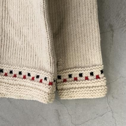 Vintage Knit Raglan Oversize Marine Pattern Cross-stitch