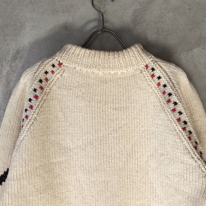 Vintage Knit Raglan Oversize Marine Pattern Cross-stitch ...