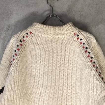 Vintage Knit Raglan Oversize Marine Pattern Cross-stitchʥơ ˥å 饰󥪡С ޥ ƥå