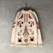 Vintage Knit Raglan Oversize Marine Pattern Cross-stitchʥơ ˥å 饰󥪡С ޥ ƥå