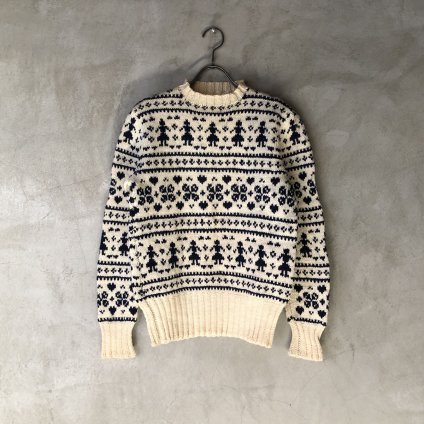 Vintage Jacquard Knit Monotone Nordic Pattern（ヴィンテージ