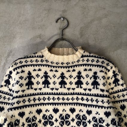 Vintage Jacquard Knit Monotone Nordic Pattern（ヴィンテージ
