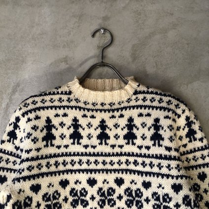 Vintage Jacquard Knit Monotone Nordic Patternʥơ 㥬ɥ˥å Υȡ Υǥå