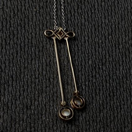 Edwardian 18KYG/WG Pearl/Diamond Necklace（1910年代 18金イエローゴールド/ホワイトゴールド パール/ダイヤモンド ネックレス）