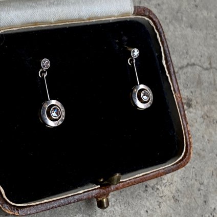 1910's 18KYG/WG Rose cut Diamond Earrings（1910年代 18金イエローゴールド/ホワイトゴールド ローズカットダイヤモンド ピアス）