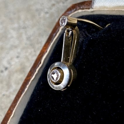 1910's 18KYG/WG Rose cut Diamond Earrings（1910年代 18金イエローゴールド/ホワイトゴールド ローズカットダイヤモンド ピアス）