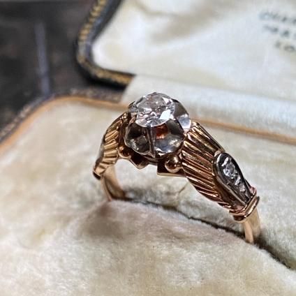 1920's Art Deco 18KPG Diamond Antique Ring（1920年代 アールデコ 18