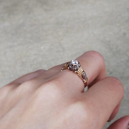 1920's Art Deco 18KPG Diamond Antique Ring（1920年代 アールデコ 18