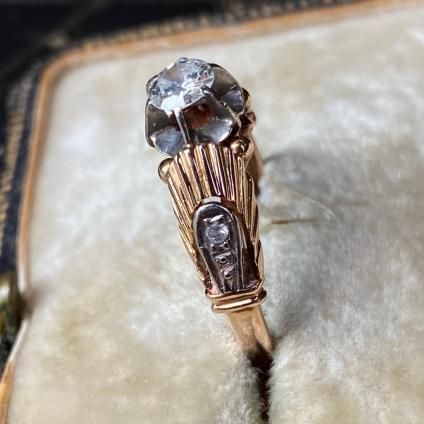 1920's Art Deco 18KPG Diamond Antique Ring（1920年代 アールデコ 18