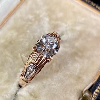 1920's Art Deco 18KPG Diamond Antique Ring（1920年代 アールデコ 18