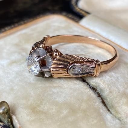 1920's Art Deco 18KPG Diamond Antique Ring（1920年代 アールデコ 18