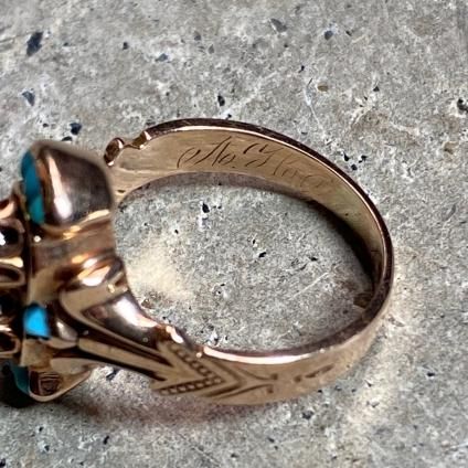 c.1882 18KPG Diamond Turquoise Antique Ring(1882年頃 18金 c.1882 18KPG Diamond Turquoise Antique Ring(1882年頃 18金