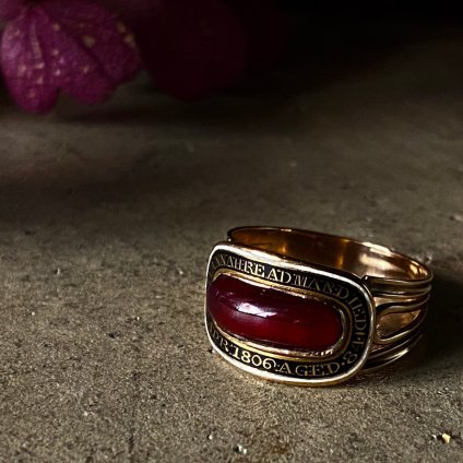 c.1806 18KPG Enamel Garnet Antique Ring（1806年頃 18金ピンクゴールド エナメル ガーネット アンティーク リング）
