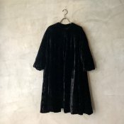 50's France Vintage Chambre Velvet Gown （50's フランスヴィンテージ シャンブレーベルベット 8分袖ガウン）