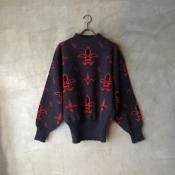 U.S.A Vintage Double Jacquard Knit Lily Emblem Patternʥơ ֥른㥬ɥ˥å ϥѥ 