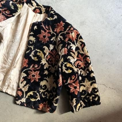50's U.K. Vintage Gobelin Woven Baroque Flower Short Jacket