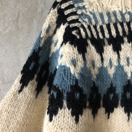 Vintage Nordic Pattern Oversized Hand Knitヴィンテージ