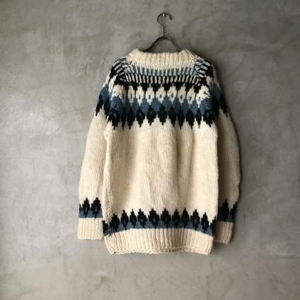 Vintage Nordic Pattern Oversized Hand Knitʥơ Υǥå С Ԥߥ˥åȡ