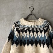 Vintage Nordic Pattern Oversized Hand Knit（ヴィンテージ ノルディック柄 オーバーサイズ 手編みニット）
