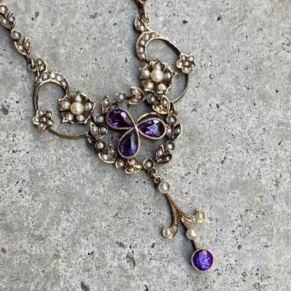 Victorian 15KYG Amethyst Pearl Necklaceʥȥꥢ 15⥤ ᥷ ѡ ͥå쥹