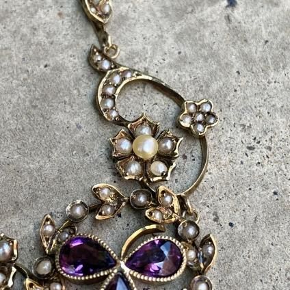 Victorian 15KYG Amethyst Pearl Necklaceʥȥꥢ 15⥤ ᥷ ѡ ͥå쥹