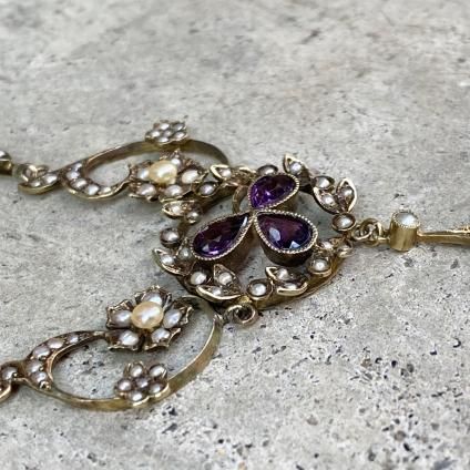 Victorian 15KYG Amethyst Pearl Necklaceʥȥꥢ 15⥤ ᥷ ѡ ͥå쥹