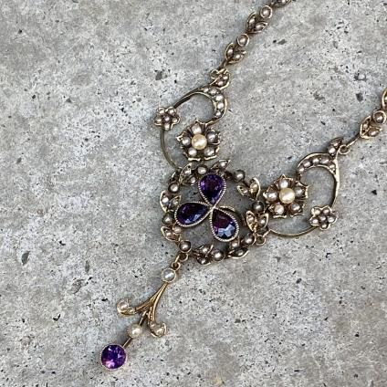 Victorian 15KYG Amethyst Pearl Necklaceʥȥꥢ 15⥤ ᥷ ѡ ͥå쥹