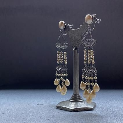 1930's Louis Rousselet Glass Pearl Long Earrings1930ǯ  륤 졼 饹ѡ 󥰥󥰡