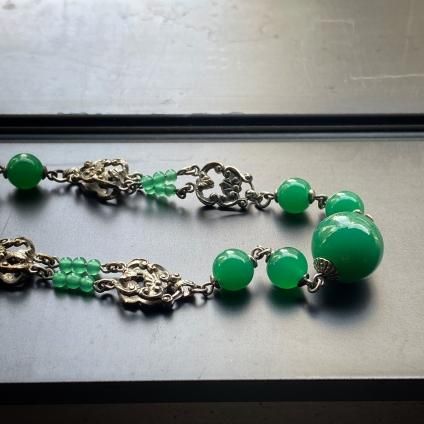 1950's Louis Rousselet Green Glass Necklace1950ǯ 륤 졼 ꡼ 饹 ͥå쥹