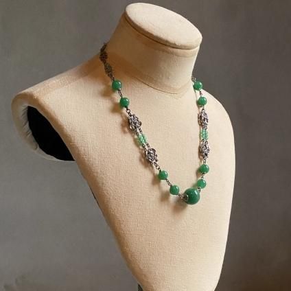 1950's Louis Rousselet Green Glass Necklace1950ǯ 륤 졼 ꡼ 饹 ͥå쥹