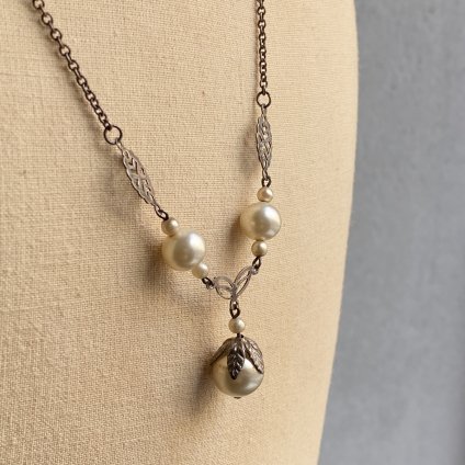 1940-50's Louis Rousselet Silver Glass Pearl Necklace 1940-50ǯ 륤 졼 С 饹ѡ ͥå쥹