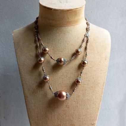 1930's Louis Rousselet brown Glass Pearl Necklace1930ǯ 륤 졼 ֥饦 饹 
ѡ ͥå쥹