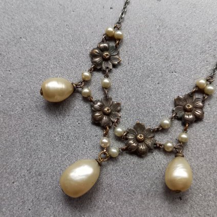 1930's Louis Rousselet Glass Pearl Necklace（1930年代 ルイ ロスレー ガラス パール ネックレス）-  JeJe PIANO ONLINE BOUTIQUE 神戸のアンティーク時計,ジュエリー,ファッション専門店