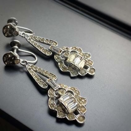 1930's Silver Paste Glass Earrings1930ǯ С ڡȥ饹 󥰡