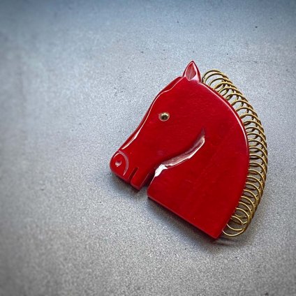 1960's Galalith Red Horse Brooch1960ǯ ꥹ   ֥Dead Stock