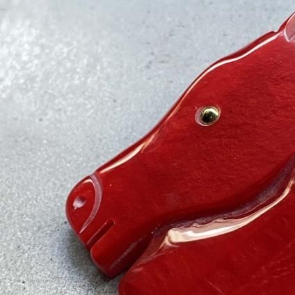 1960's Galalith Red Horse Brooch（1960年代 ガラリス 赤 馬