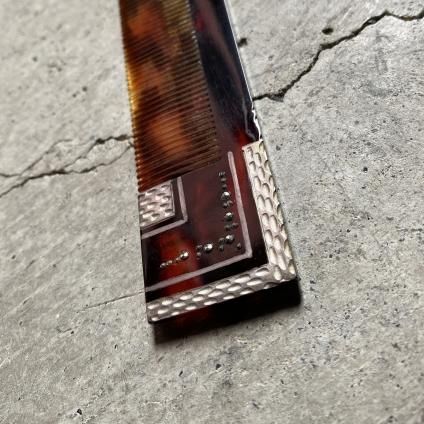 Art Deco French Auguste Bonaz Celluloid Comb ʥ롦ǥ ե 她ȡܥʡ  Dead Stock