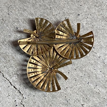 Art Deco French Metal Glass Fan-shaped Broochʥ롦ǥ ե ᥿ 饹 𷿥֥