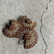 Art Deco French Metal Glass Fan-shaped Broochʥ롦ǥ ե ᥿ 饹 𷿥֥