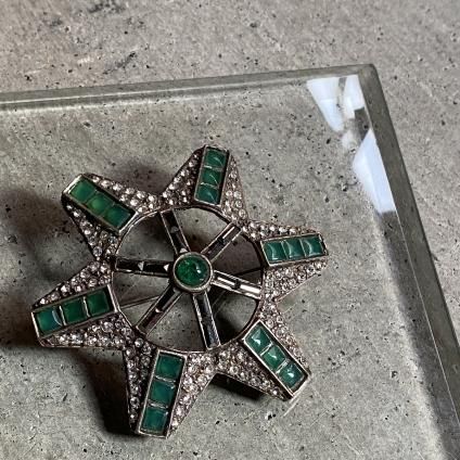 Art Deco French Rene Mittler Metal Glass Broochʥ롦ǥ ե  ߥåȥ졼 ᥿ 饹 ֥ 