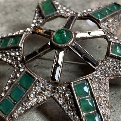 Art Deco French Rene Mittler Metal Glass Broochʥ롦ǥ ե  ߥåȥ졼 ᥿ 饹 ֥ 