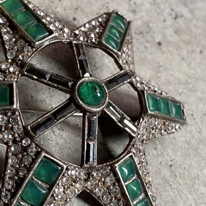 Art Deco French Rene Mittler Metal Glass Broochʥ롦ǥ ե  ߥåȥ졼 ᥿ 饹 ֥ 