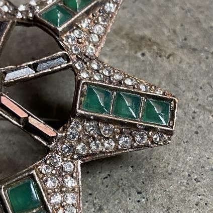 Art Deco French Rene Mittler Metal Glass Broochʥ롦ǥ ե  ߥåȥ졼 ᥿ 饹 ֥ 